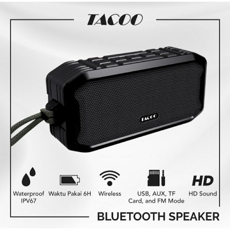 TACOO Bluetooth Speaker Wireless Hi-Fi Sound  Super Bass Waterproof