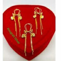 (COD)Anting rumbai remaja &amp; dewasa warna rose gold panjang love kilau perak asli925/Silver lapisan mas kuning murni