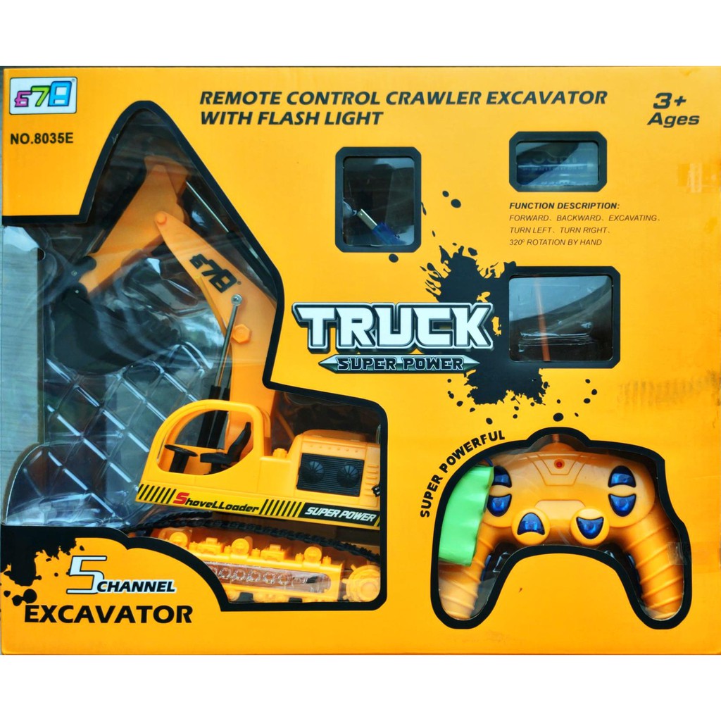 MAINAN ANAK MOBIL REMOTE EXCAVATOR BATERAI CHARGE WITH FLASHLIGHT