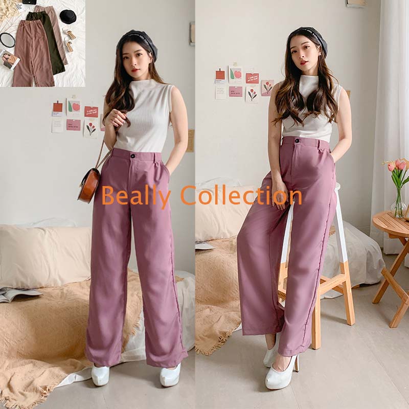 Celana Anti Kusut | Loose Pants Trousers Wanita | Yora Pants Kulot | Celana Kulot Wanita | Celana Kantor Formal | Bella Loose Pants | Celana Highwaist Kulot Wanita