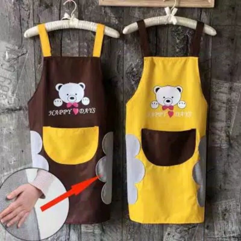 Celemek Masak BEAR Apron Dapur Anti Minyak dan Waterproof Lap 3 Tangan