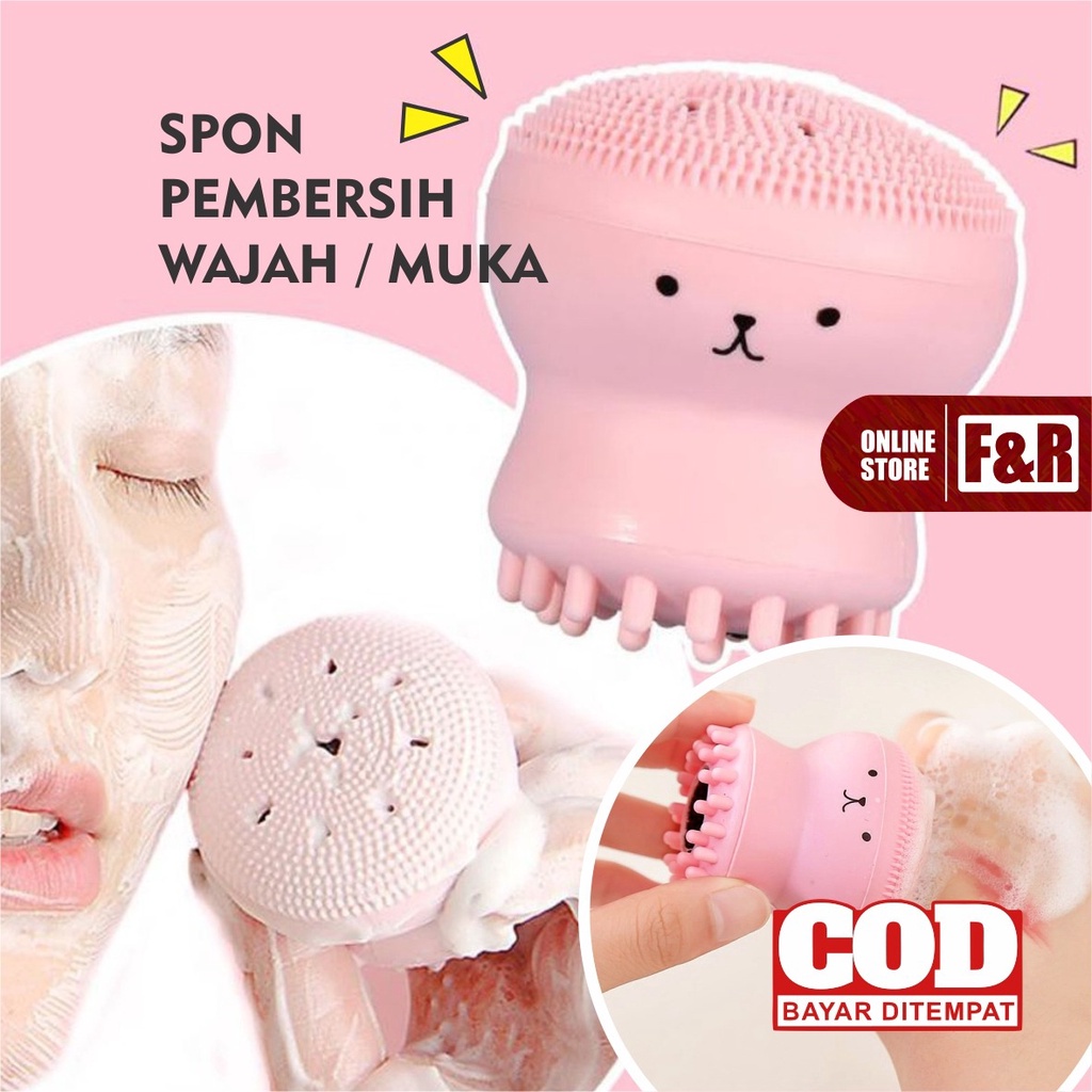 Alat Pembersih Wajah Muka Sikat Pembersih Wajah Muka Gurita Spons Silikon Pembersih Sponge Cuci Muka