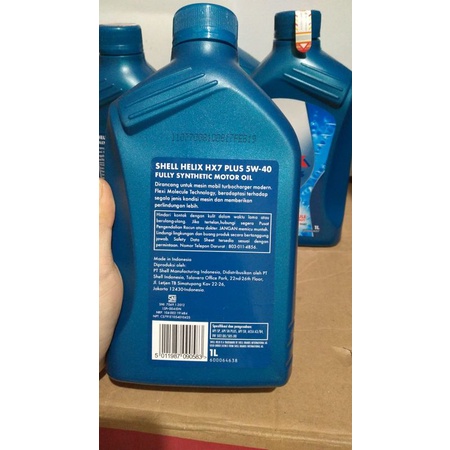 OLI OIL SHELL HELIX HX7 PLUS 5W-40 FULLY SYNTHETIC MOTOR OLI 1 LITER