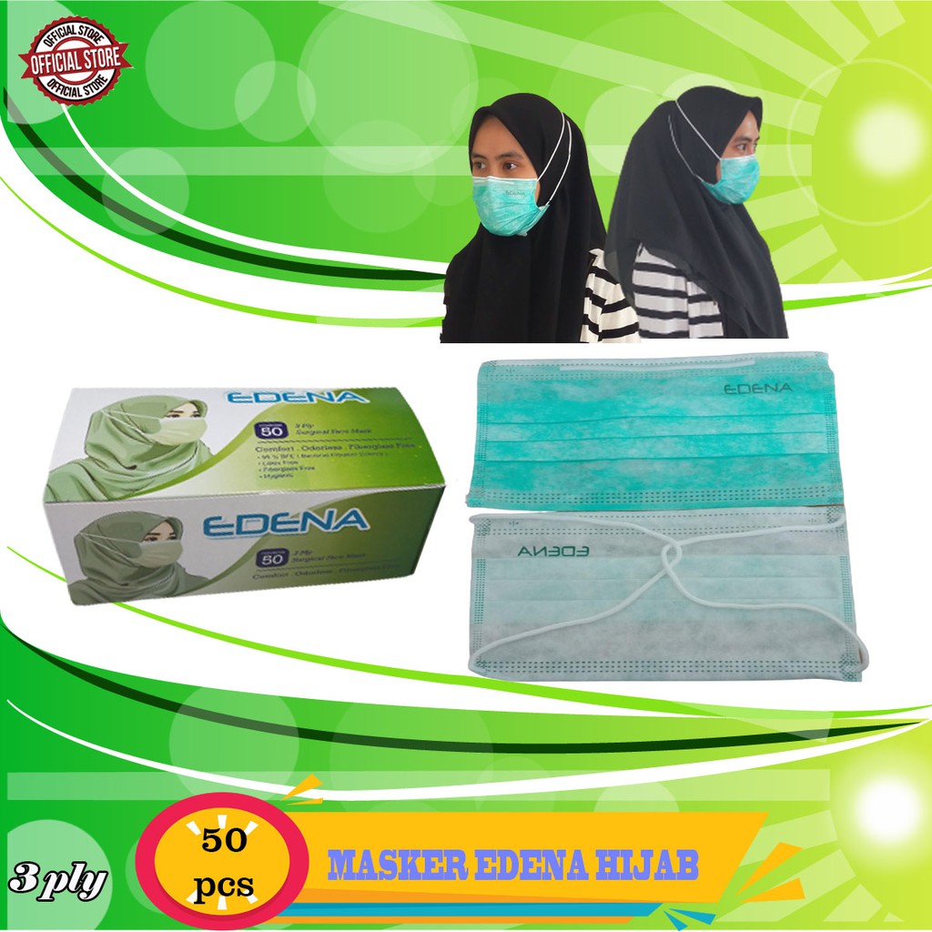 Masker Hijab Medis merek Edena | shasyastore_