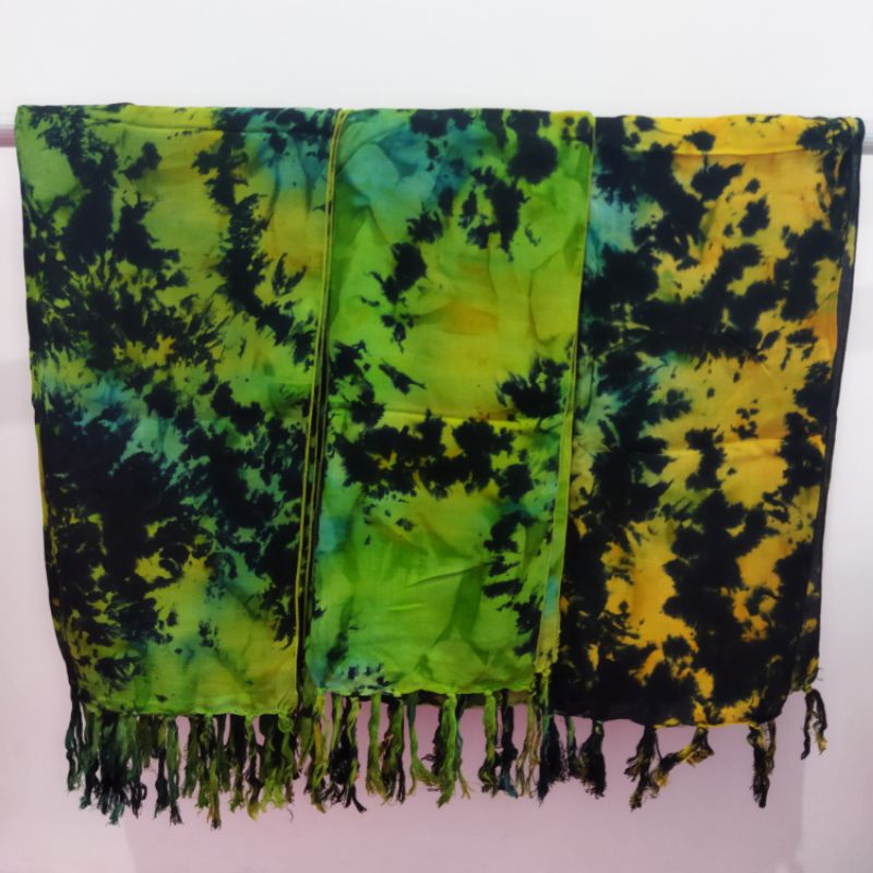 Syal Scarf Batik Rayon Hijau Dan Hitam / Scarf Murah