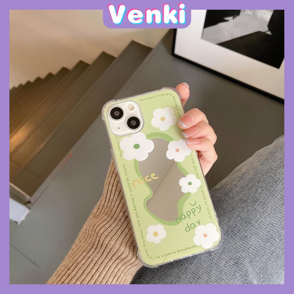 iPhone Case Acrylic HD Makeup Mirror Airbag Shockproof Protection Camera Green Tulip Flowers Compatible For iPhone 11 iPhone 13 Pro Max iPhone 12 Pro Max iPhone 7 Plus iPhone xr