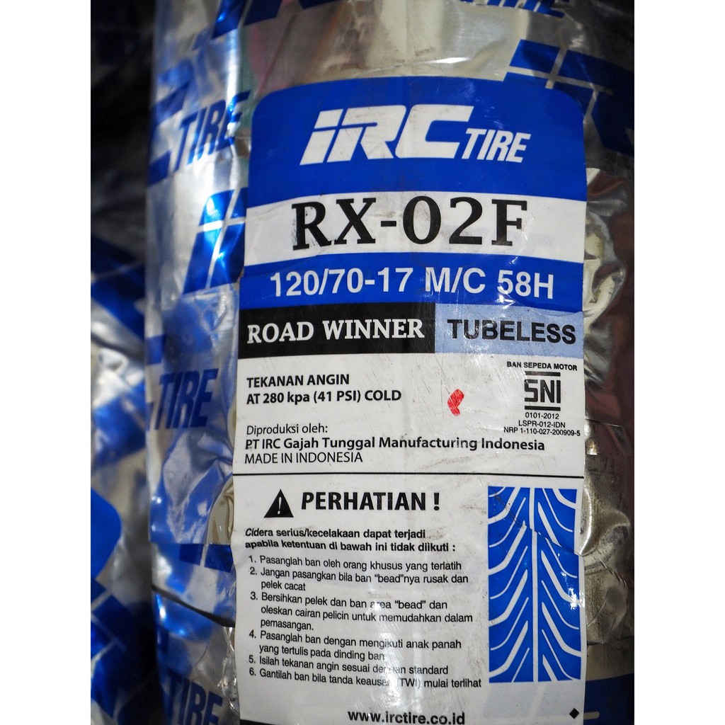 Ban Motor CBR250 / NINJA250 / R25 IRC RX-02F 120/70 ring 17 Tubeless