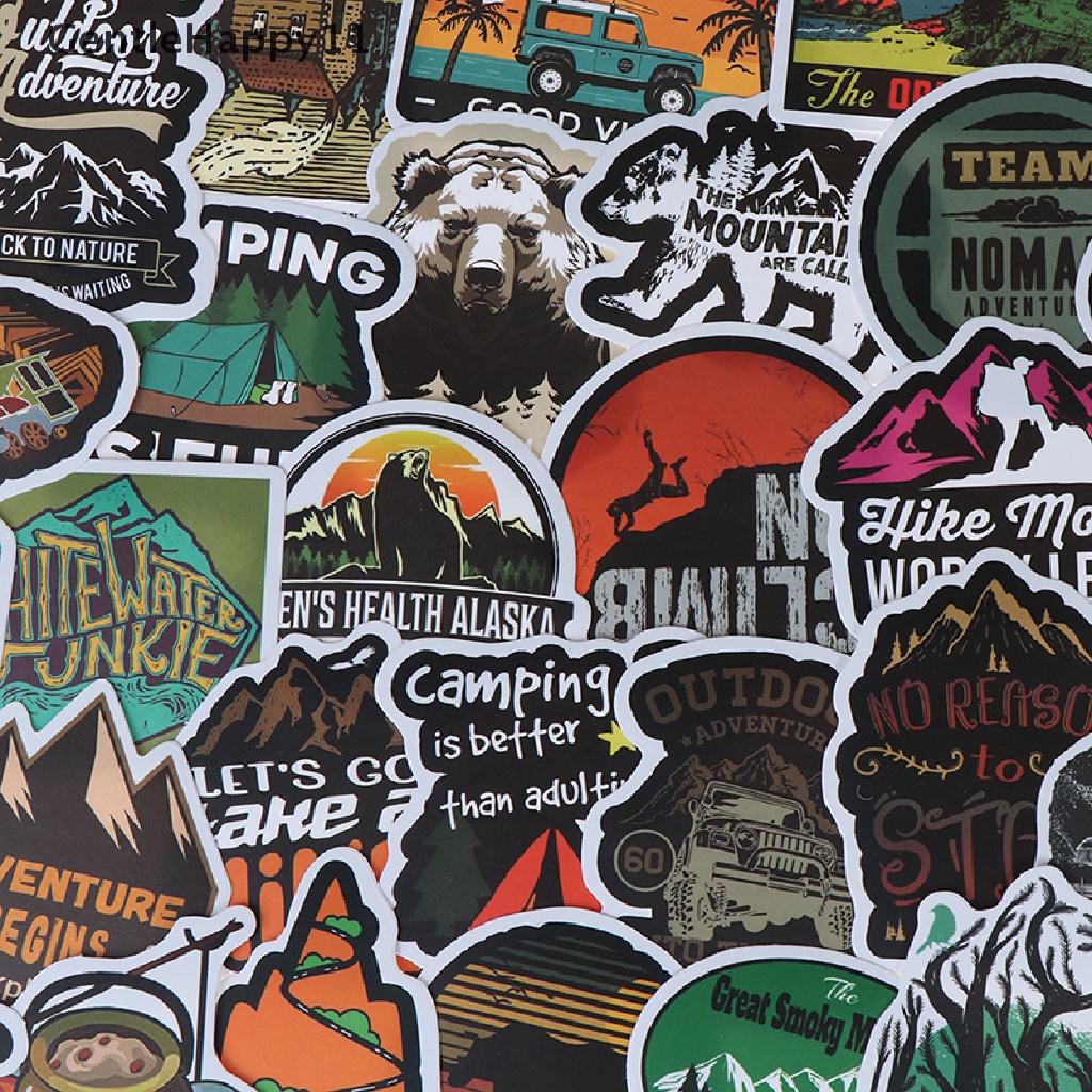 Gentlehappy 50Pcs Camping Landscape Sticker Outdoor Adventure Koper Laptop Stiker Gitar