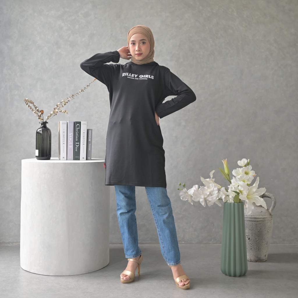 RILLEY - Kaos Tunik Pansy Wanita | Sweter Cewek | Switer Sweeter Hoodie Kaos Baby Terry Cewek Terbar