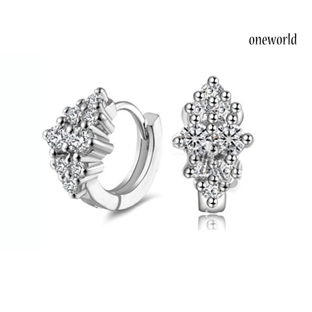 OW@ Women Fashion Rhinestone Ear Stud Round Hoop Huggie Earrings Jewelry Gift