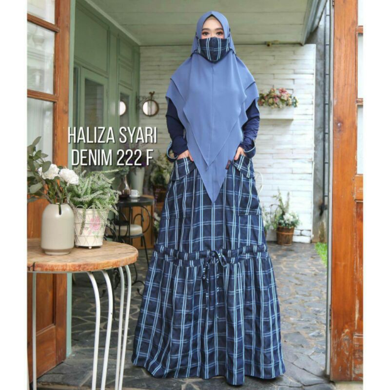 Gamis Denim Haliza Syari 222F FREE MASKER