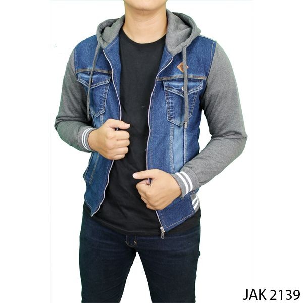 Jaket Pria Casual Jeans – Fleace Biru Tua – JAK 2139