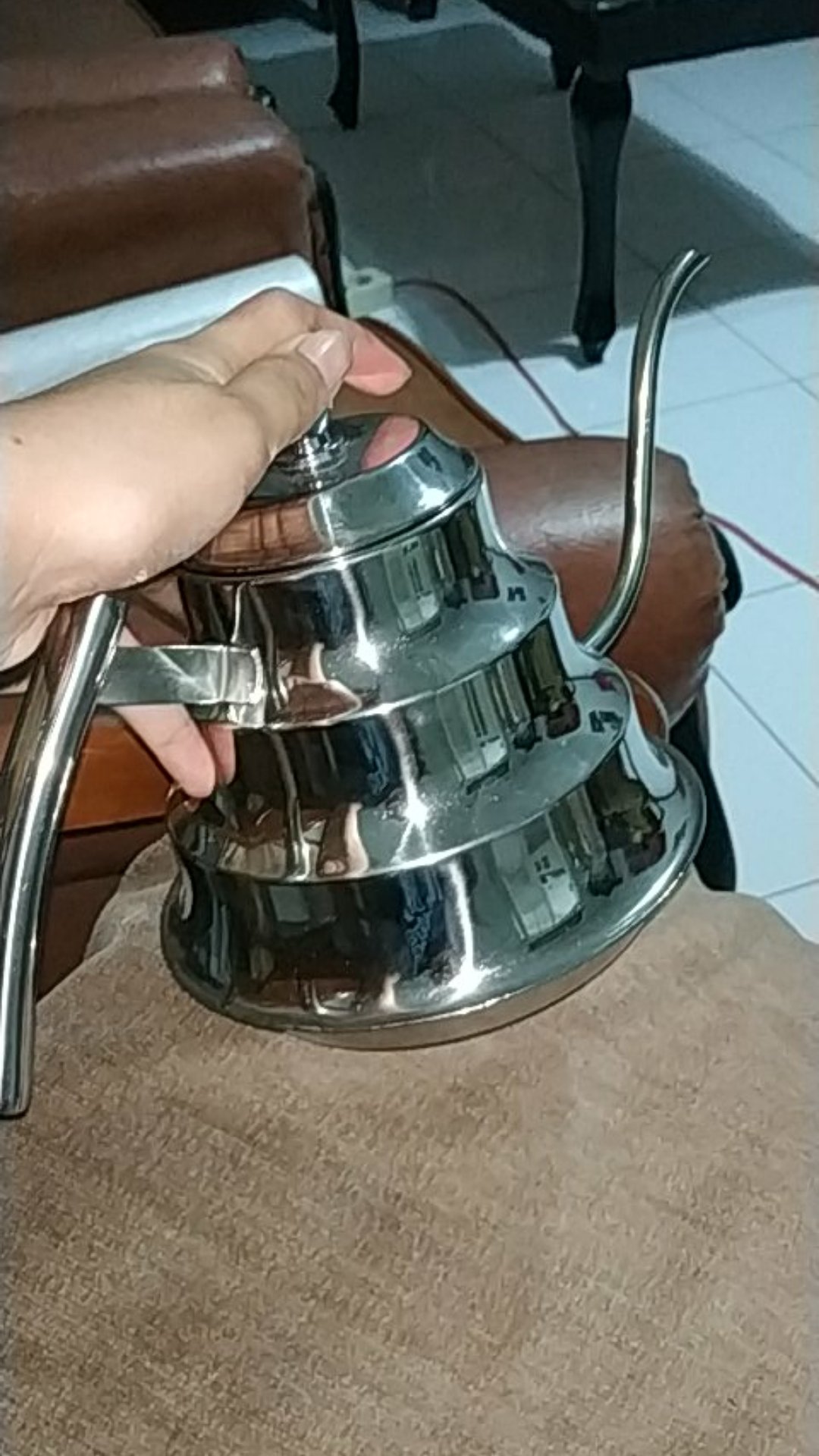 Teko Leher Angsa 1,2 Ltr Kopi Gooseneck Kettle /coffee Pot Stainless Steel Zhujie