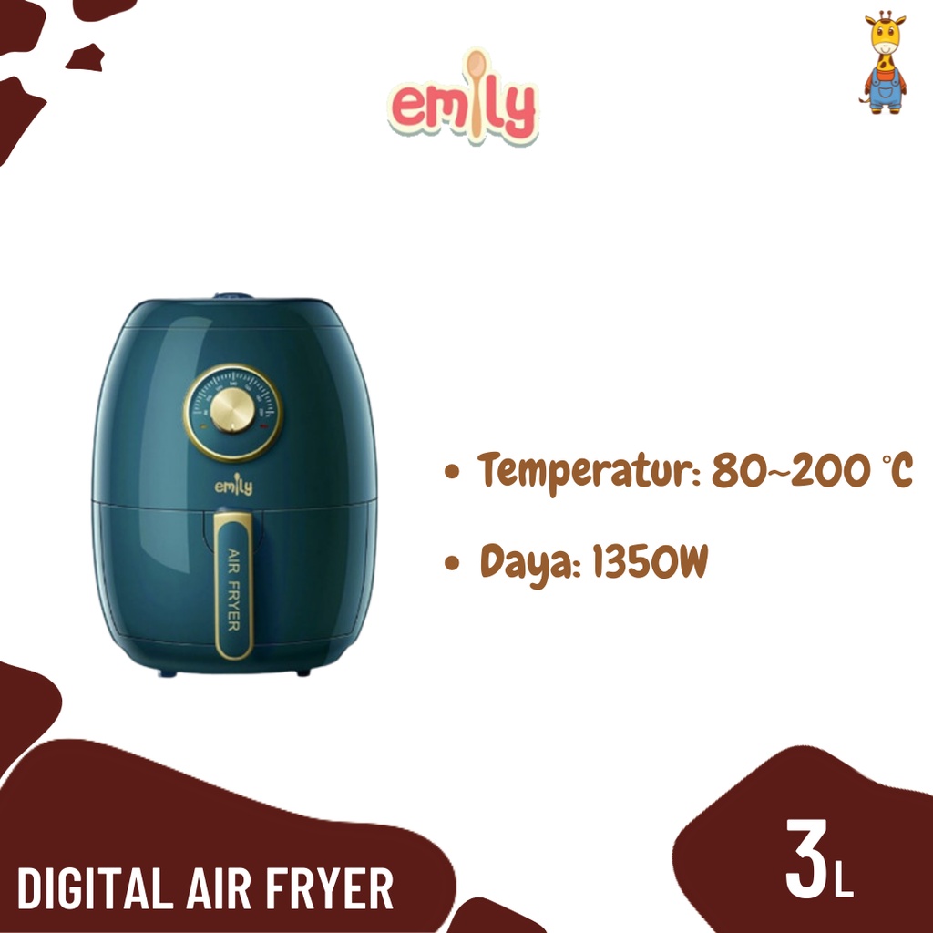 Emily Digital Air Fryer 3L / Alat Pengoreng Tanpa Minyak