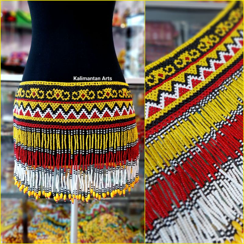 Ikat Pinggang Rumabai /Teratai Pinggul  Manik Dayak Kalimantan Perempuan Dewasa