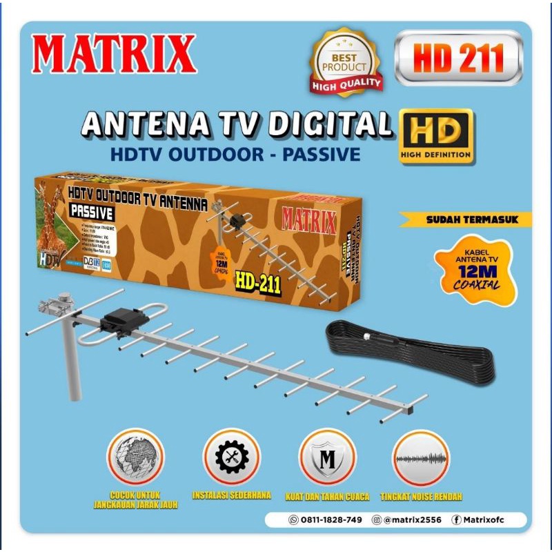 ANTENA TV DIGITAL DVB-T2 MATRIX HD 211 OUTDOOR SIGNAL STRONG