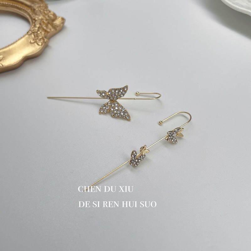 Butterfly tusukan ear hook anting-anting wanita baru fashion anting-anting tembaga bertatahkan zirko