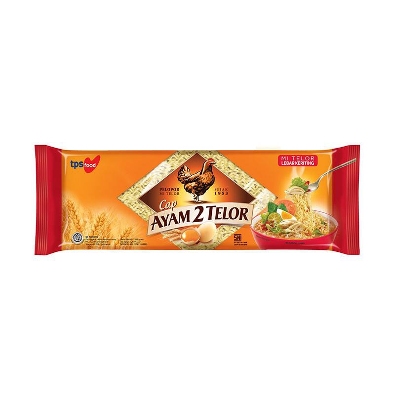 

Cap ayam 2 telor mie lebar keriting 200 gram