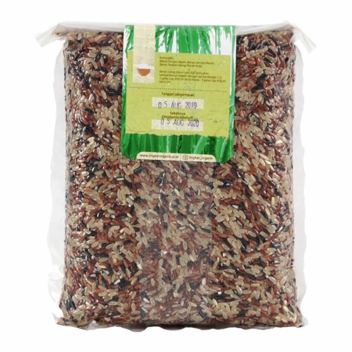

978Eq10W Beras Mix Hitam Merah Coklat Organik (Whole Grain) 1Kg Lingkar Organik WQ12