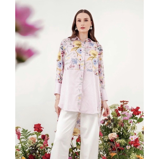 romantic garden oversized shirt Benang jarum