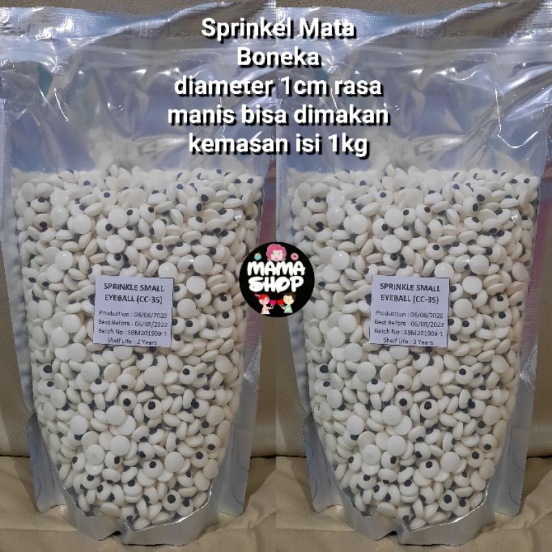 Sprinkle Mickey Head Round Bulat Cip Mata Boneka Eye Ball Hiasan Kue Cupcake Bisa Dimakan Confetty