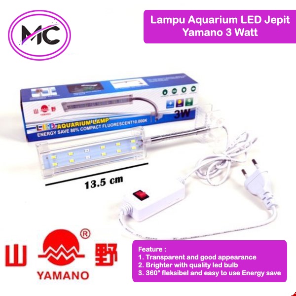 Lampu Aquarium LED Mini Jepit Yamano Lampu Akurium Aquascape Kecil Praktis Murah