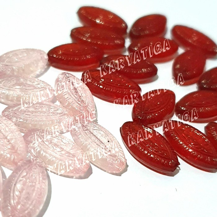 Mote Kuaci Ukir Transparan 8 mm x 15 mm (10 Gram)