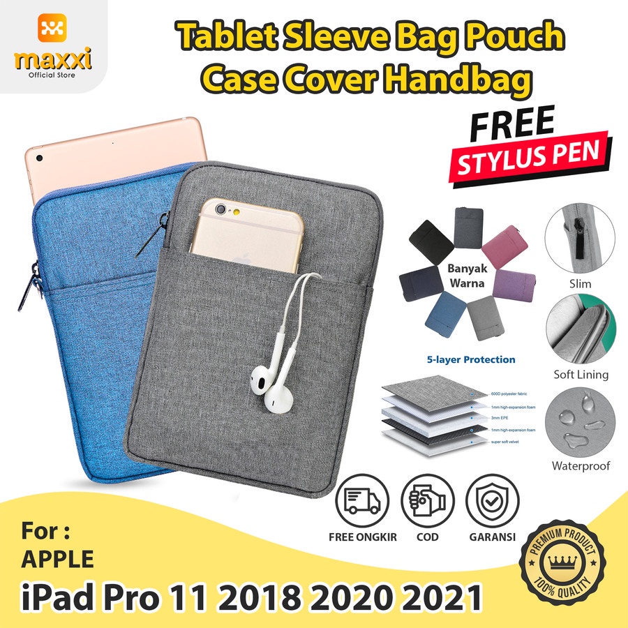 iPad Pro 11 2018 2020 2021 M1 Soft Sleeve Tas Tablet Pouch Cover Case Pouch Clutch Pelindung Sarung 