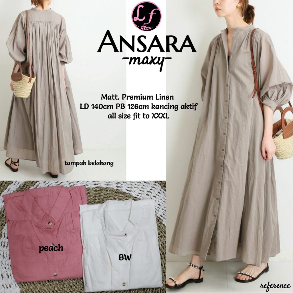 ANSARA MAXY DRESS LINEN RAMI PREMIUM LD 140 GAMIS JUMBO BUSUI GAMIS HARIAN IBUIBU GAMIS HAMIL DRESS 