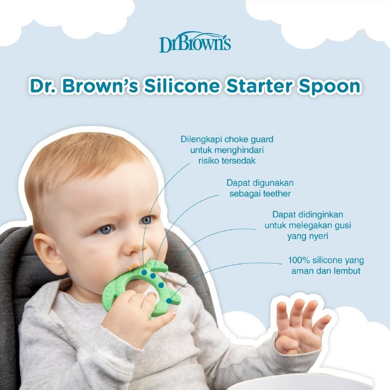 DR. BROWNS SILICONE STARTER SPOON TURTLE 1-PACK TF013 / SENDOK MAKAN ANAK