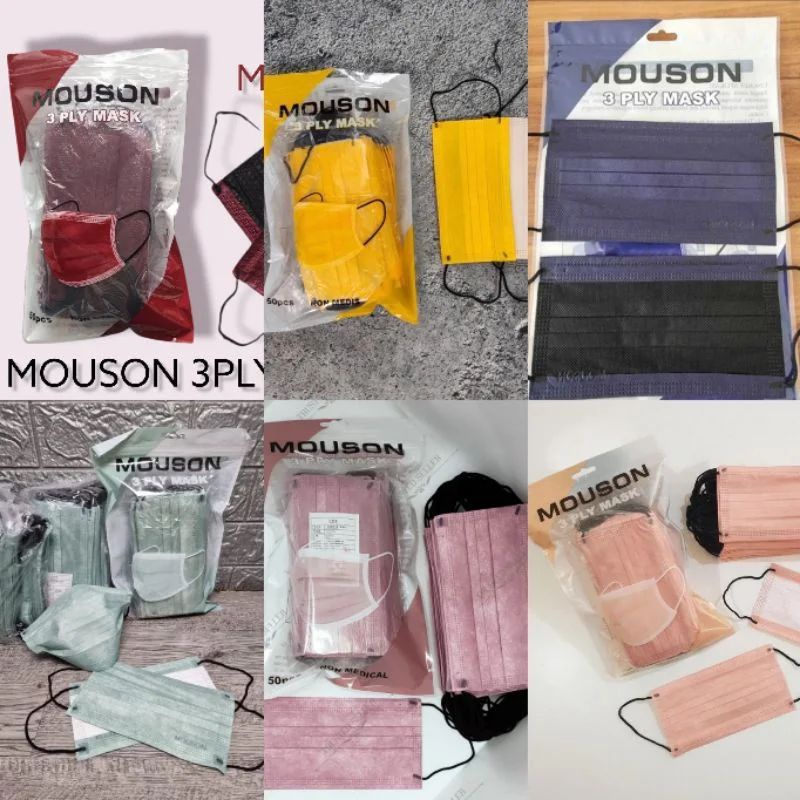 Mouson Disposable Earloop 3 Ply 50 pcs / Masker Mouson Earloop / Masker Mouson 3 ply / Masker Mouson