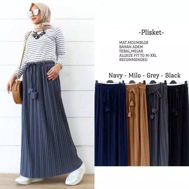 ROK PLISKET PREMIUM TEBAL BAHAN HYGET A free size.l/xxl.50'100cm