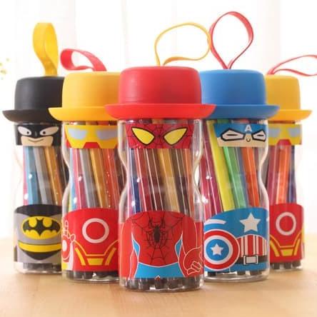 

SPIDOL WARNA PENSIL WARNA ANAK-ANAK CRAYON HERO BATMAN SPIDERMAN - HITAM