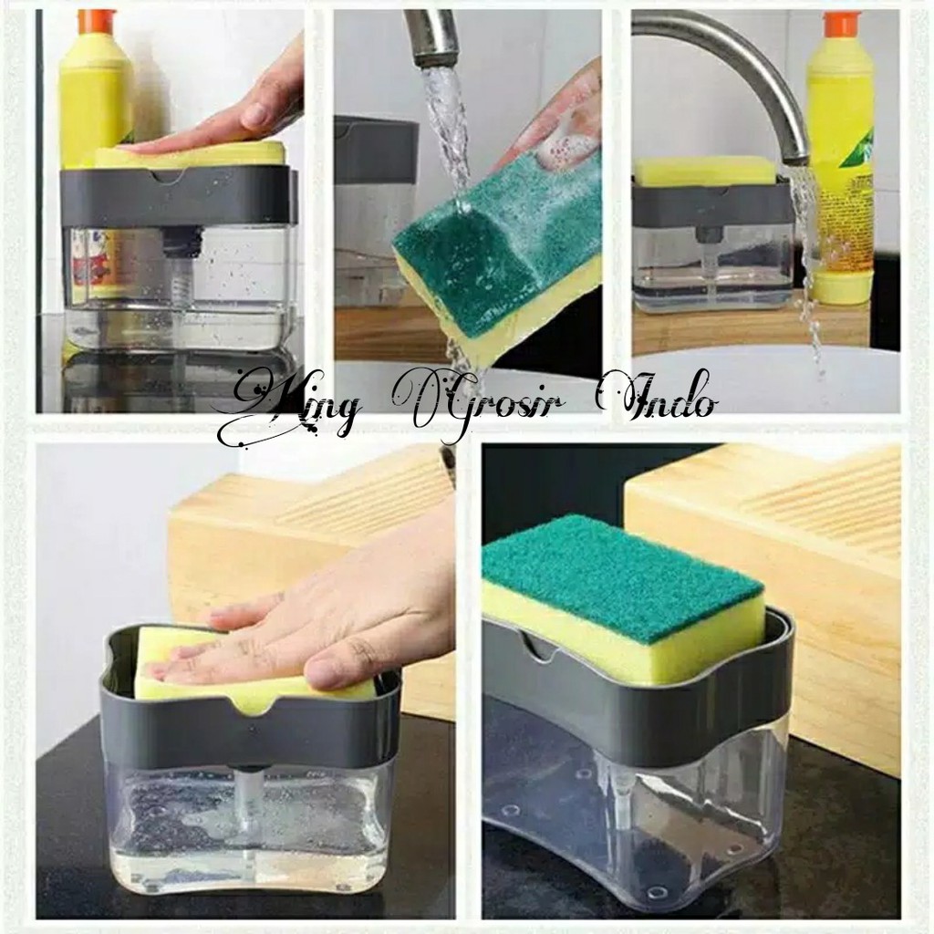 Kotak Sabun Cuci Piring W.Silver / Soap Pump Dispenser Plus Sponge