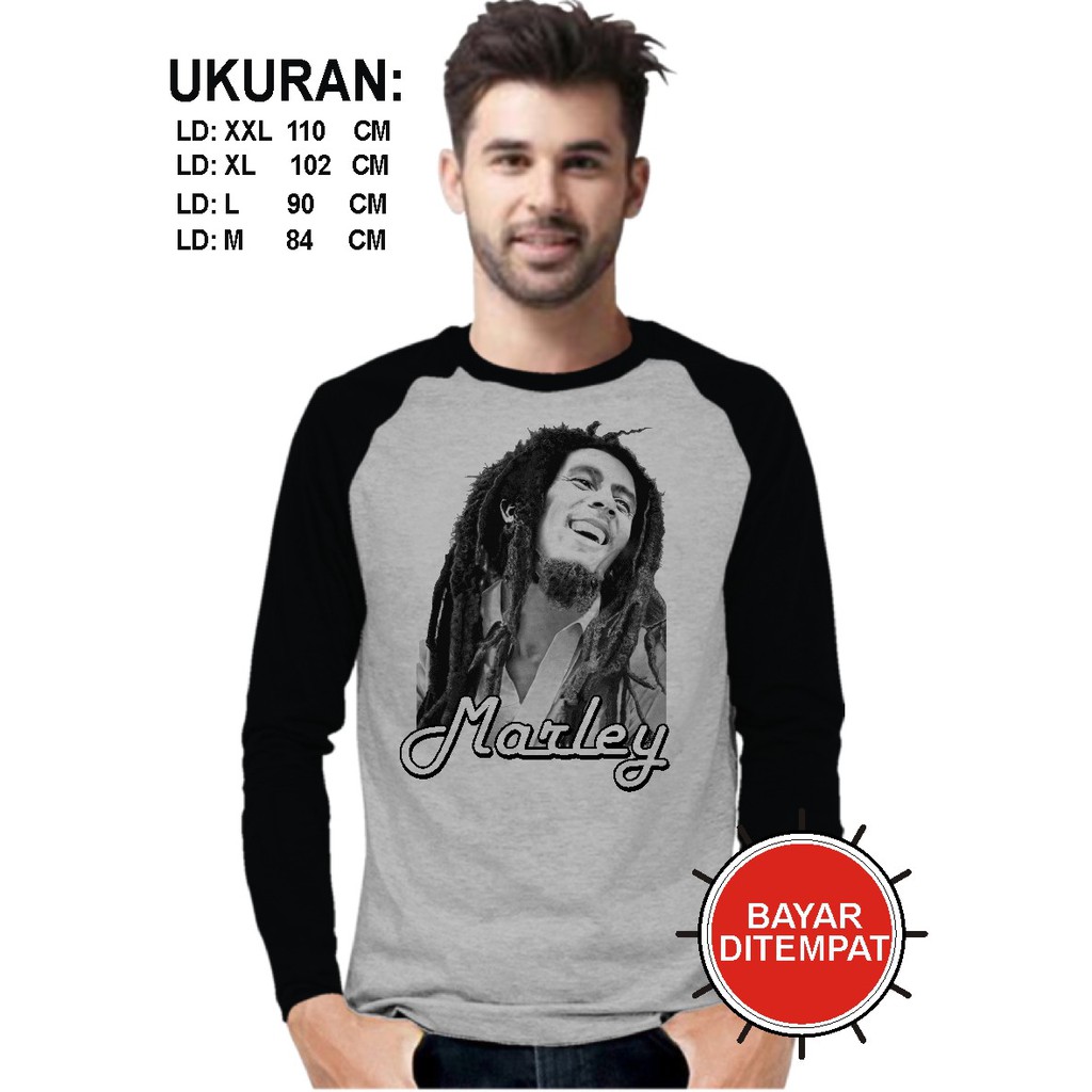 KAOS REGLAN LENGAN PANJANG/BOB MARLEY/KAOS DISTRO/KAOS KIMONO/KAOS FASHION/KAOS TREND MASA KINI