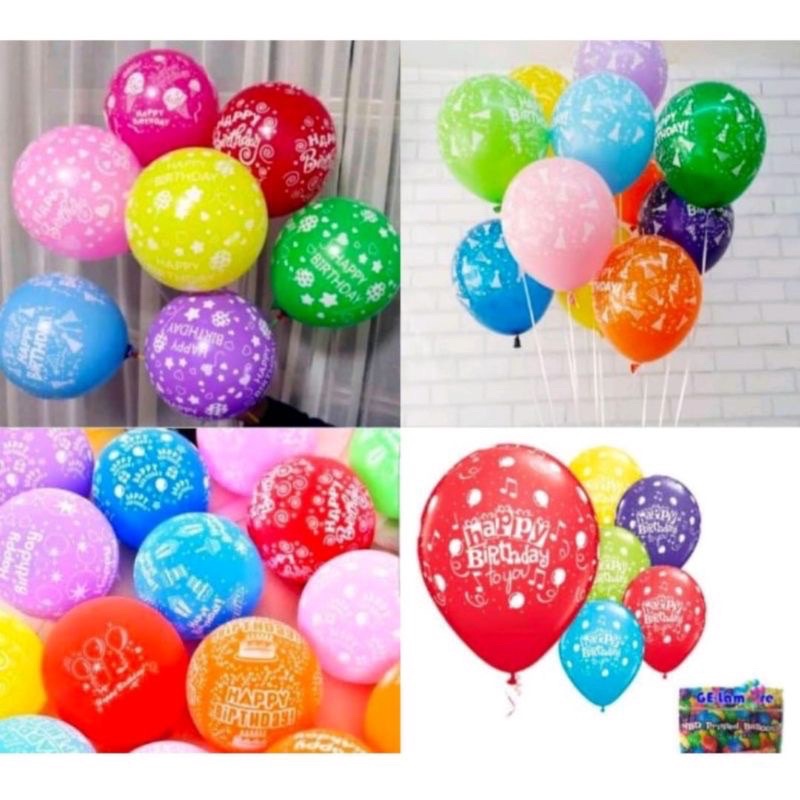 balon latex motif happy birthday 12inc / balon pesta ulang tahun / balon tiup / mainan anak murah