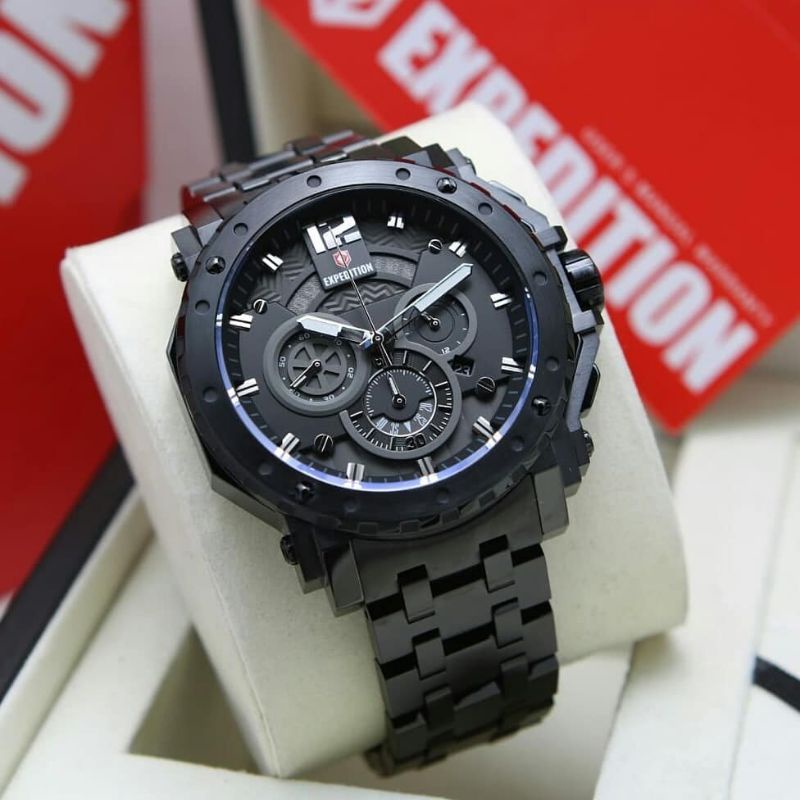 Jam Tangan Expedition Rantai E 6402 Pria / E6402 MC Full Black Original