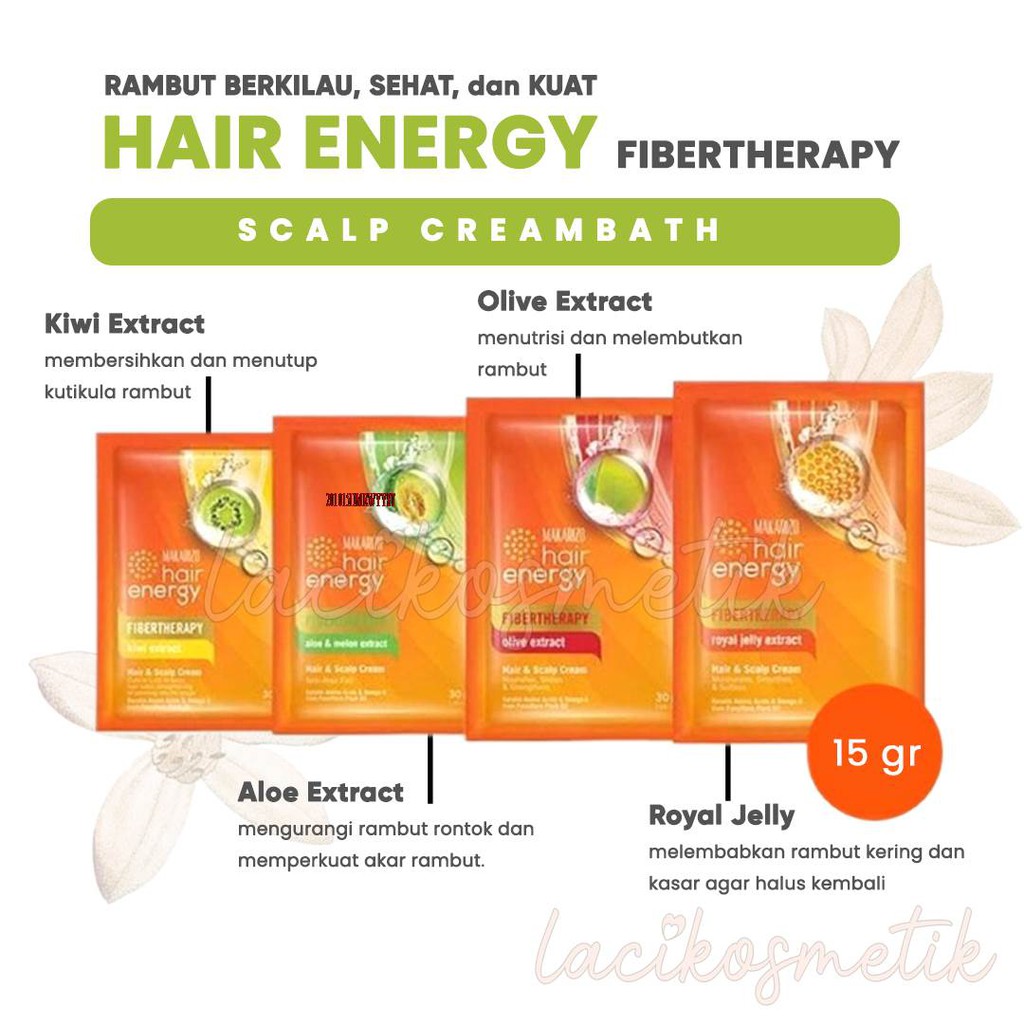 ✨LACIKOSME✨ MAKARIZO HAIR ENERGY FIBERTHERAPY HAIR AND SCALP CREAMBATH 15 30 60 ML SACHET