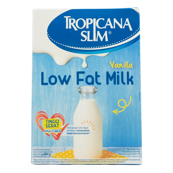 

TROPICANA SLIM Low Fat Milk Vanilla 180gr Susu Bubuk High Fiber Vanila