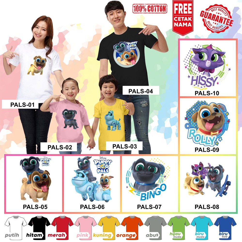 [FREE NAMA!!] Baju Kaos ANAK DAN DEWASA PUPPY DOG PALS BANYAK MOTIF