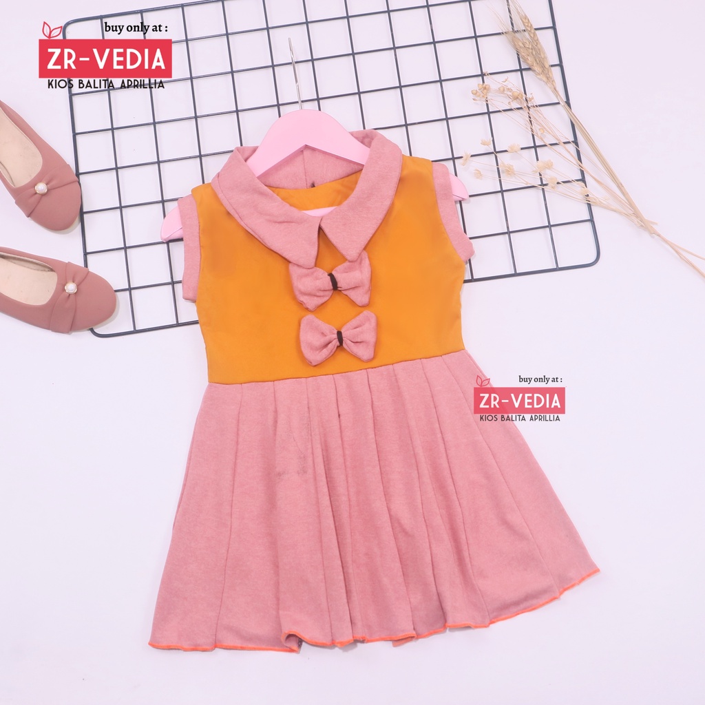 Dress Nindy uk 1-2 Tahun / Dres Kerah Yukensi Atasan Baju Harian Import Anak Perempuan Cewek Grosir