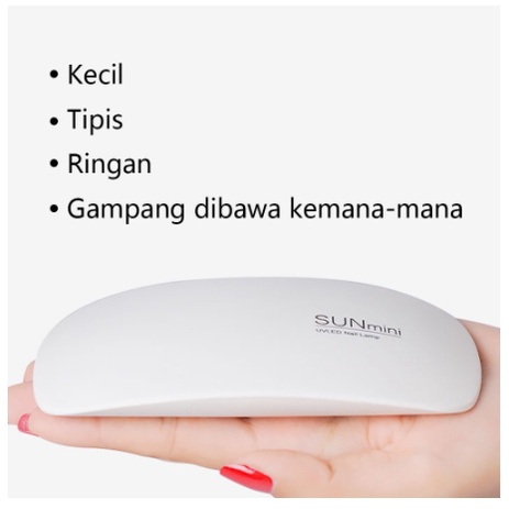 SunMiniUVLEDGel Polish Nail Dryer Lamp 6W (Pengering Kutek)FREECABLE