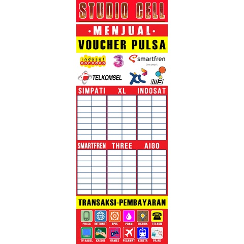 Jual Banner Voucher Pulsa Konter Hp Cetak Spanduk Pulsa XL Simpati Axis