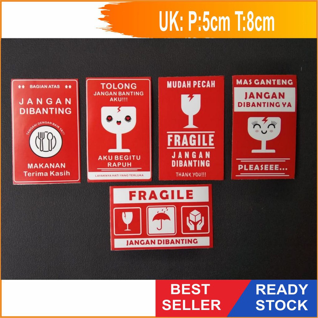 

READY STOCK TERMURAH Sticker Fragile makanan,Sticker Fragile Hp,Sticker Fragile Lucu.,Sticker Fragil
