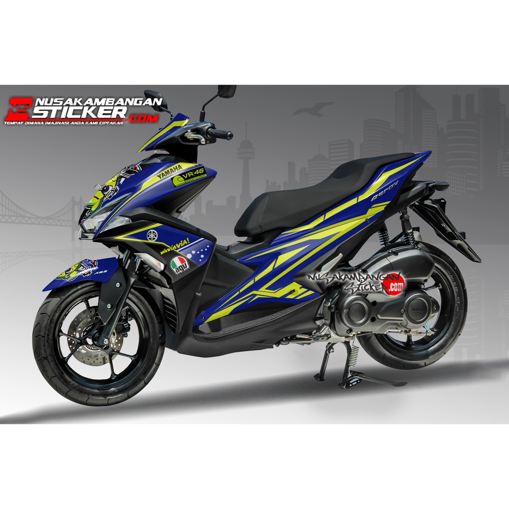 Decal Stiker Motor Yamaha Aerox Full Body Shark Agv Biru Racing Team Sticker Custom Variasi Motif Ka