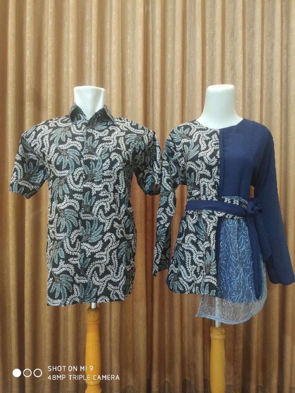 Batik Couple Kerja Kondangan Wanita Pria Kombinasi Hitam Modern M L Xl