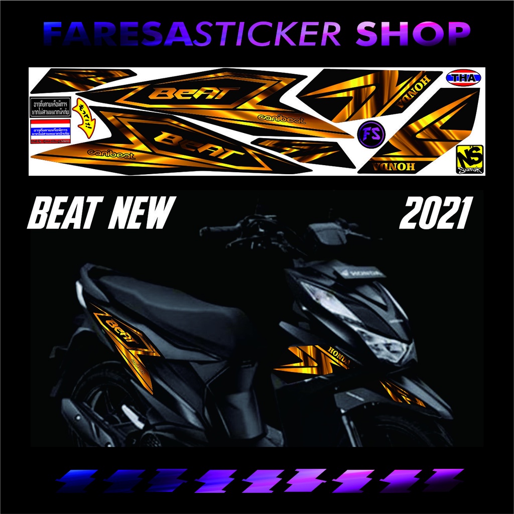 (COD) STRIPING STICKER SEPEDA MOTOR HONDA BEAT STREET BEAT NEW 2019 GOLD