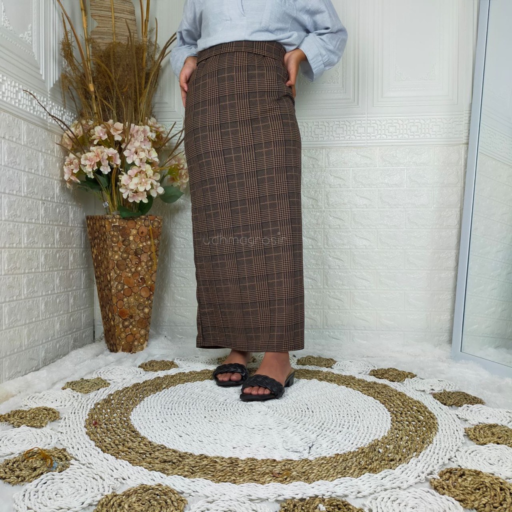 Rok Span Panjang Motif Tartan/Rok Span Motif Kotak-Kotak/Rok Span Tartan Korean Style