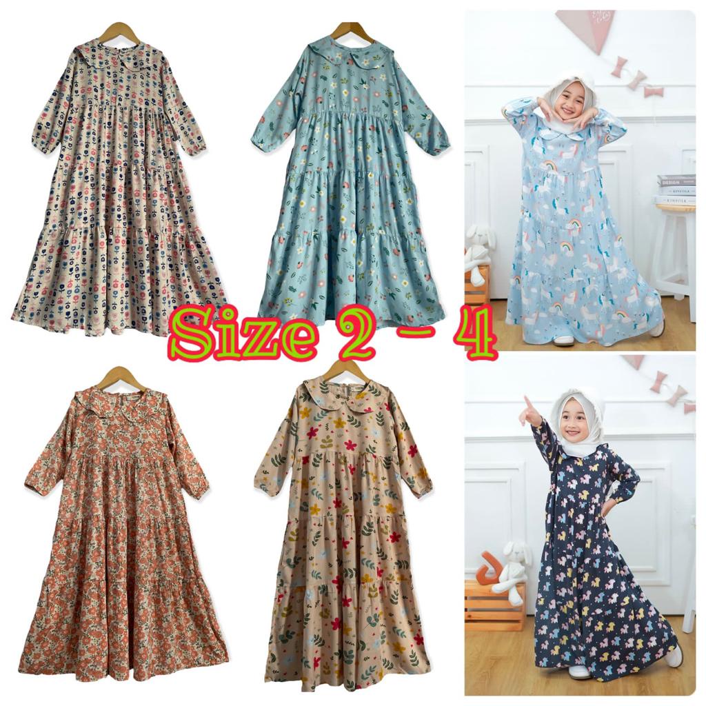 [Grosir] Gamis Naira 2-4 Gamis Rayon Anak Neeca Kiddos Size 2,4 Tahun