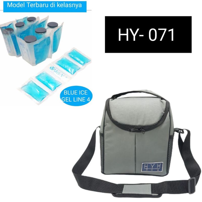 HY-071 COOLER BAG HYH + 6 BOTOL ASI + 2 HANGER ICE GEL LINE ISI 4  / TAS PERLENGKAPAN ASI ASIP TAS BAYI JKT